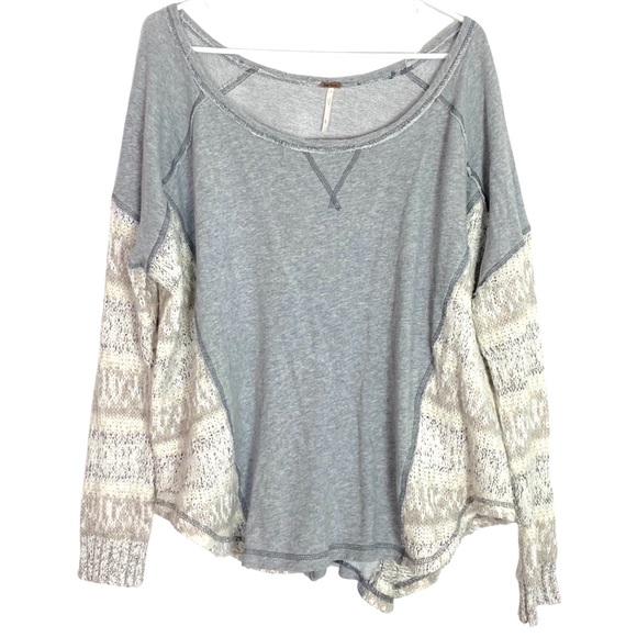 Free People Sweaters - Free People Beautiful Sinner Boho Pullover Sweatshirt Sweater Top Large Gray